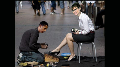 Obama Shines Palin Shoes