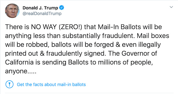 Trump Mail In Ballot Tweet 1